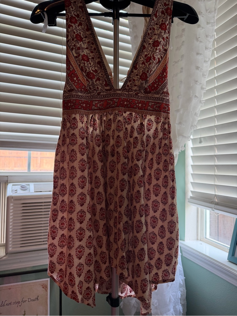 Fabulous Cotton Candy La Cream and Red Paisley Lace-Up Top